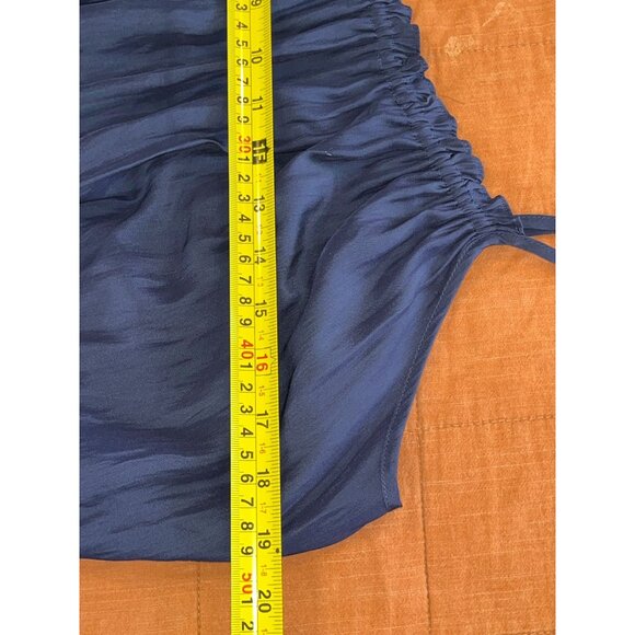 RAMMY BROOK Silk Navy Blue Sleeveless Ruffle Hem Mini Dress Women Medium - Picture 6 of 9